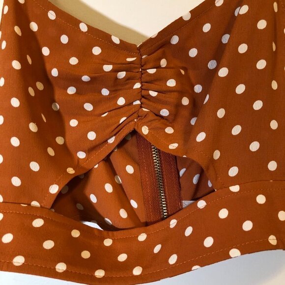 Flynn Skye Polka Dot Cleo Crop Top Rust/White Size XS EUC - Picture 3 of 11